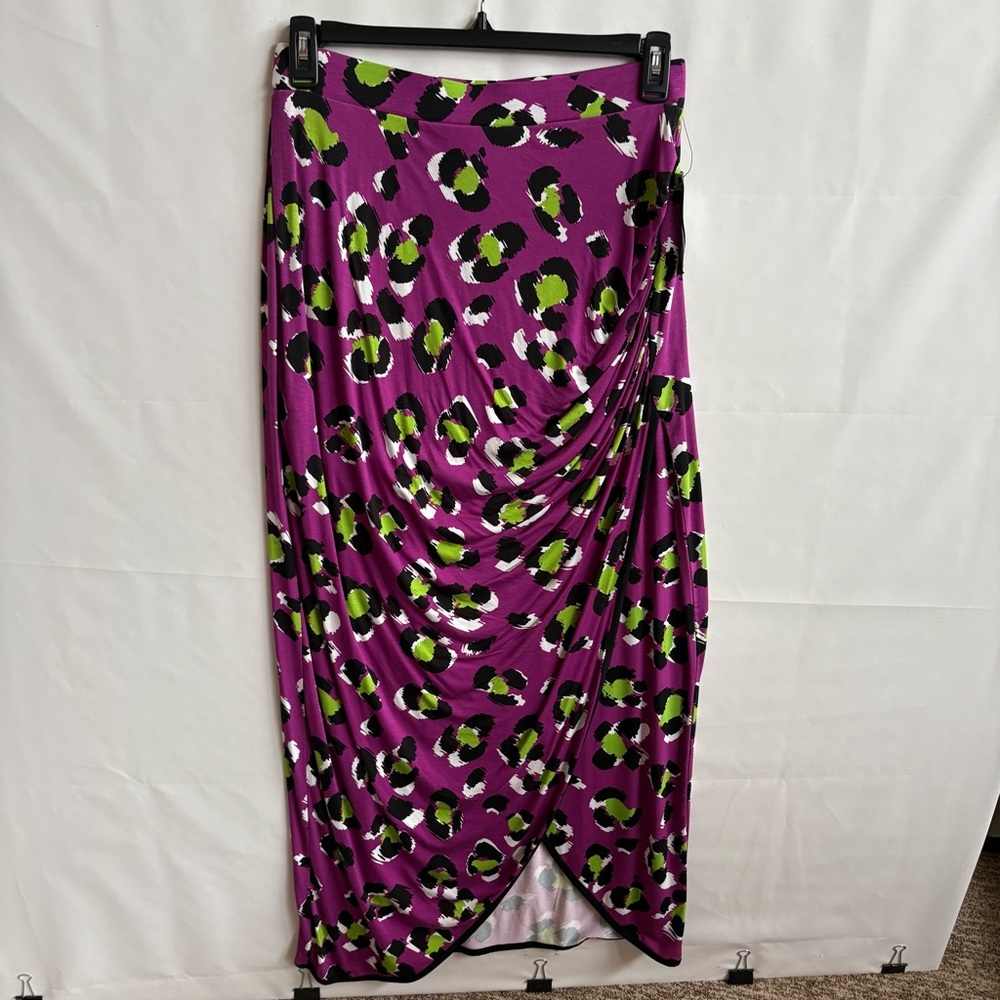 Worthington Purple Printed Draped Maxi Skirt Size M  INV25/426